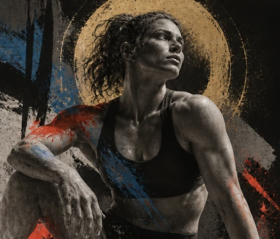 Decorative marble athlete artwork, not an exercise demonstration